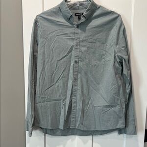 Express Men's Casual Green Button-Down Shirt
